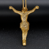 Large Iced Jesus Christ Crucifix Pendant Necklace, 316L Stainless Steel Gold Silver Plated 3D Jesus Figure Necklace for Men Hip Hop Religious Jewelry