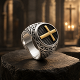 Vintage Cross Signet Ring, Religious Faith Men’s Ring