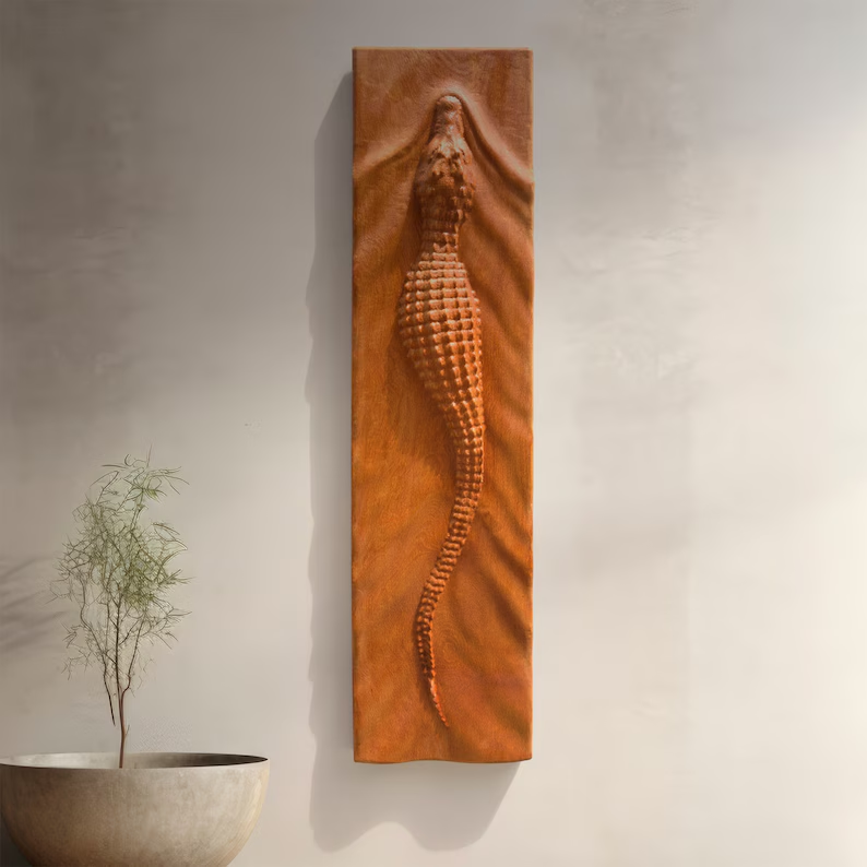Crocodile Wall Mounted Wooden Wall Art