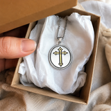 Two Tone Gold Silver Sacred Heart of Jesus Oval Stainless Steel Necklace