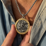 Two-Tone St. Michael Archangel Protection Medal Stainless Steel Necklace - Christian gift presentation