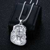 Jesus Pendant in Titanium Steel, Gold Plated and Diamonds