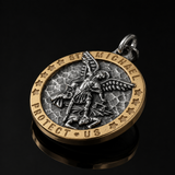 Two-Tone St. Michael Archangel Protection Medal Stainless Steel Necklace