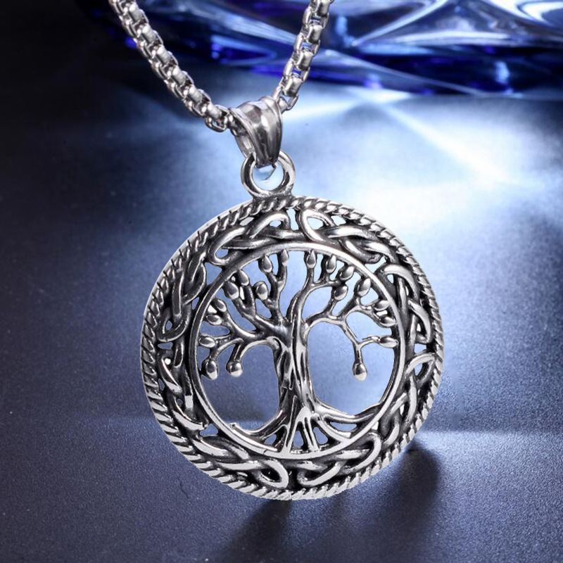 Baum des Lebens Halskette Anhänger Edelstahl Schutz Lucky Talisman Keltischer Schmuck für Männer Frauen
