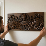 Trinity of Grace” Hand-Carved Jesus & Holy Spirit Wood Wall Art – 22.75