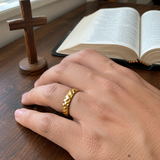 6mm Interwoven Scale Texture Stainless Steel Band Ring – Silver & Gold Promise Ring