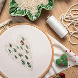 Hand-Embroidered Christmas Heart Ornaments - Reindeer/Gingerbread Man Design for Christmas Tree