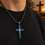 Brushed & Faceted Titanium Steel Cross Necklace – Modern Faith, Bold Devotion