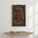 Hand-Carved Archangel Saint Michael Wood Wall Plaque | Catholic Home Decor | Christian Wall Art