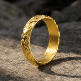 Heavy Hammered Scale Braided Texture Stainless Steel Comfort Fit Band Ring