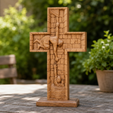 BGCOPPER Savior Jesus Cross - Carved from Natural Wood