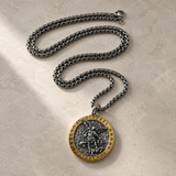 Two-Tone St. Michael Archangel Protection Medal Stainless Steel Necklace