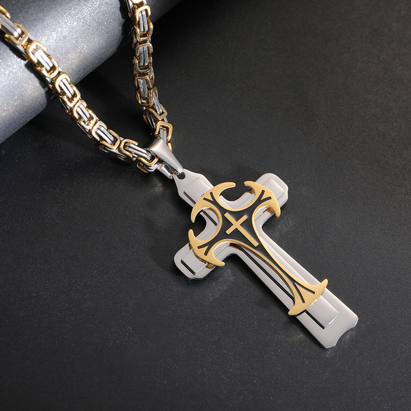 Triple Stainless Steel Cross Necklace