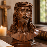 Boxwood Jesus Crown with Thorns Half-Length Desktop Ornament