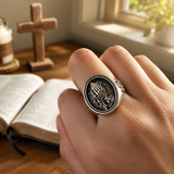 925K Sterling Silver Praying Hands Ring - Christian Symbol of Faith and Devotion