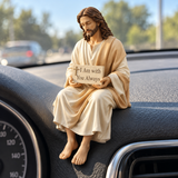 I Am with You Always Seated Jesus Figurine – Christian Faith Reminder Decor