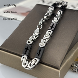 Men's Cross Byzantine Chain Titanium Steel Set, Christian Faith Bracelet & Necklace, Vintage Hollow Cross Religious Jewelry
