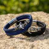 Anchor Leather Braided Bracelet