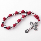 Crucifix Necklace Hand Woven Rope Car Pendant Rosary Strings