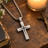 Starburst Cross Necklace – Silver Christian Pendant