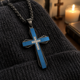 Brushed & Faceted Titanium Steel Cross Necklace – Modern Faith, Bold Devotion