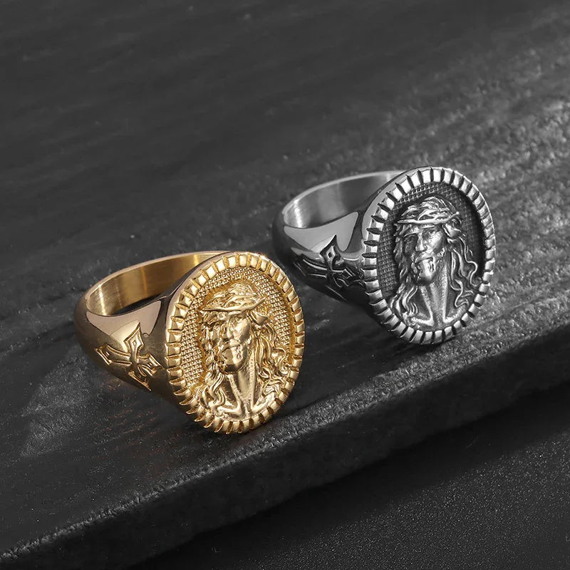 Jesus Christ Symbol Ring Stainless Steel Crown Of Thorns Ring ...