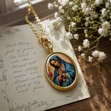 Our Lady of Guadalupe Gold-Tone Oval Pendant Necklace – Double-Sided Virgin Mary Christian Jewelry