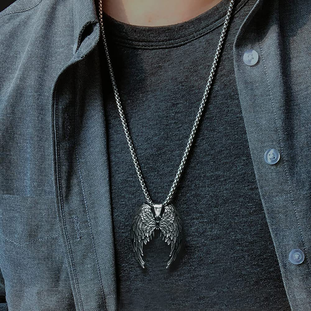 Mens angel wing necklace sales