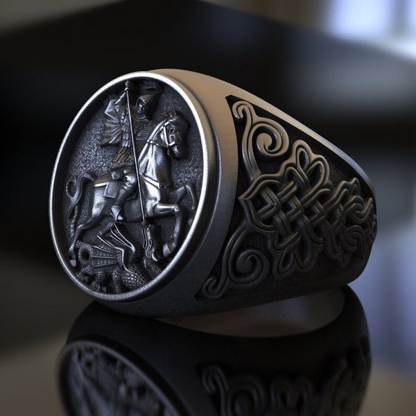 Saint George Amulet Stainless Steel Ring