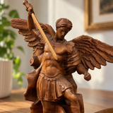 Boxwood Archangel Michael Carving: A Christmas Gift of Divine Protection