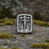 S925K Silver Handcrafted Jesus Crucifixion Scene Ring