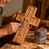 BGCOPPER Savior Jesus Cross - Carved from Natural Wood