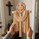 A Holy Testimony: Handcrafted Beechwood Crown of Thorns and Resurrection Shawl Cross