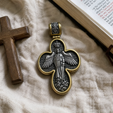 S925 Sliver Handcrafted Double-Sided Redemption: Archangel Michael Guardian Cross Pendant