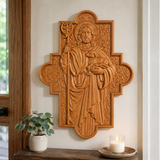 God's Shepherd religious gift Wooden carved chrirstian wall art