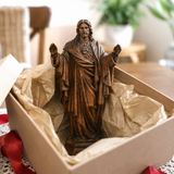 Hand Carved Sacred Heart of Jesus Virgin Mary Wooden Tabletop Ornament