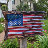Hand-Carved Solid Wood American Flag Wall Art – Rustic Patriotic Home Decor & Veteran Gift