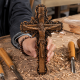 Hand-Carved White Ash Wood Cross - Sacred Christian Home Altar Decor for Christmas & Spiritual Gifting