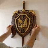Archangel Michael Sword & Shield Wall Plaque - Divine Protection in Spiritual Warfare - craftsmanship detail