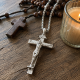 Solid Brass Jesus Crucifix Necklace – Christian Cross Pendant with 24" Chain