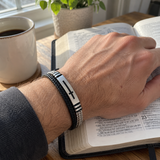 Two‑Layer Braided Leather Cross Bracelet