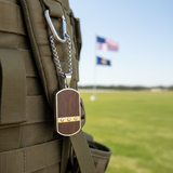 Stainless Steel & Wood Dog Tag Necklace – Nature, Strength & Minimalist Elegance