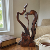 Hand-Carved Christian Love Sculpture – Wooden Couple Statue for Wedding & Anniversary Gift