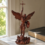 St. Michael the Archangel - Hand Carved Boxwood Sculpture - Spiritual Guardian for Prayer Spaces