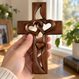 Interwoven Hearts Wood Cross - A God-Centered Symbol for Marriage & Anniversaries