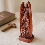 Hand-Carved Solid Beechwood Nativity Scene Sculpture – Holy Family Christian Decor