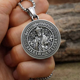 St. Benedict S925K Silver Double-Sided Engraved Amulet Pendant
