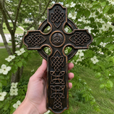 Solid Beechwood Celtic Cross - Hand-Carved Christian Wall Cross - Meaningful Religious Gift