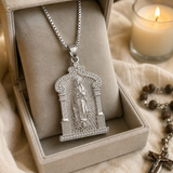 Our Lady of Guadalupe Temple‑Style Rhinestone Inlaid Stainless Steel Necklace