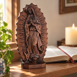 Our Lady of Guadalupe Hand-Carved Solid Beechwood Statue – Catholic Prayer & Home Blessing Decor